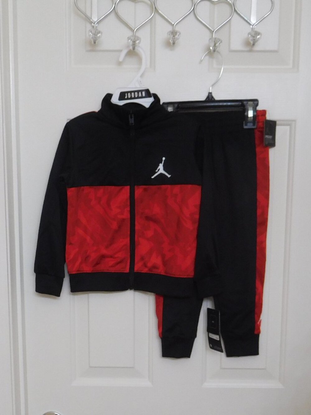 NWT 2pc Jordan Black Red Zip Front Coat & Joggers Set sz 3t